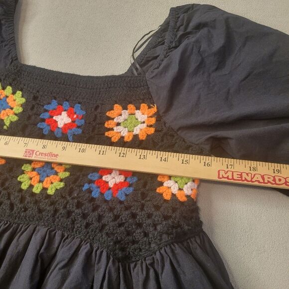 Baevely Black Crochet Mini Dress Size Small - Picture 6 of 7